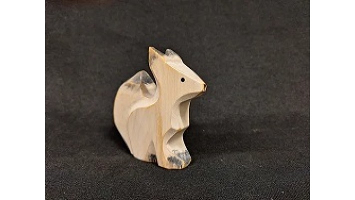 White fox, wooden sculpture, ecological toy, arctic fox